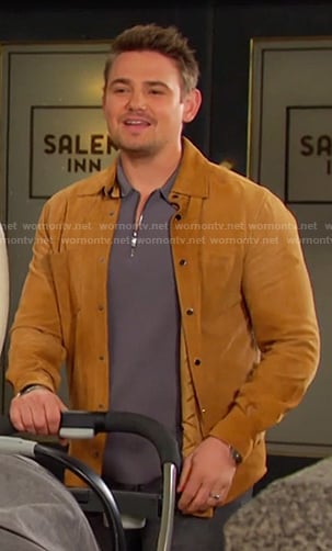 Johnny’s camel suede shirt jacket on Days of our Lives