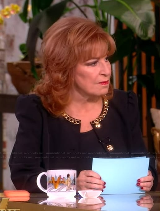 Joy’s black chain detail cardigan on The View