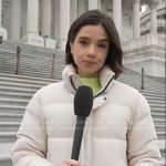 Julie’s cream white puffer jacket on NBC News Daily