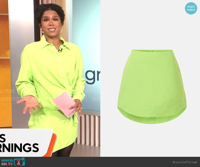 JW Anderson Curved Hem Mini Skirt worn by Adriana Diaz on CBS Mornings