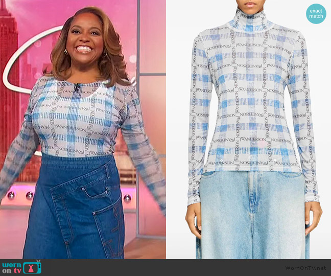 JW Anderson Logo check-print top worn by Sherri Shepherd on Sherri