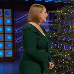Kait Taylor’s green ruffle front dress on The Kelly Clarkson Show