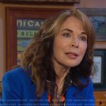 Kate’s black print button down blouse on Days of our Lives
