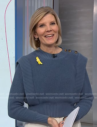 Kate’s blue button shoulder knit sweater on NBC News Daily