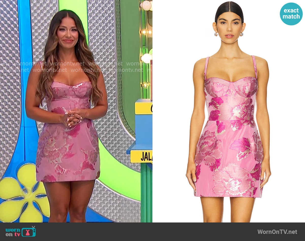Katie May Claudette Dress in Pink Peacock worn by Manuela Arbeláez on The Price is Right