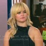 Kaya Callahan’s black tie neck top on CBS Mornings