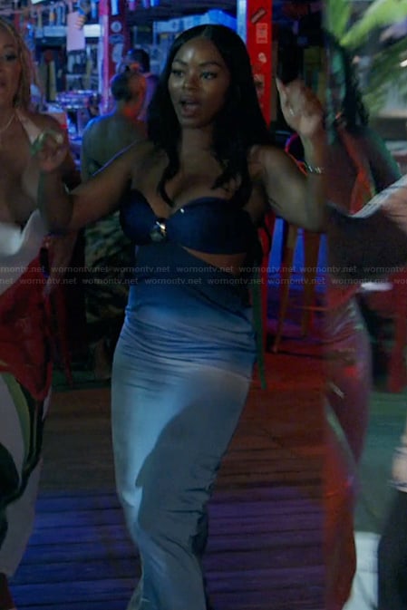 Keiarna’s blue ombre strapless dress on The Real Housewives of Potomac