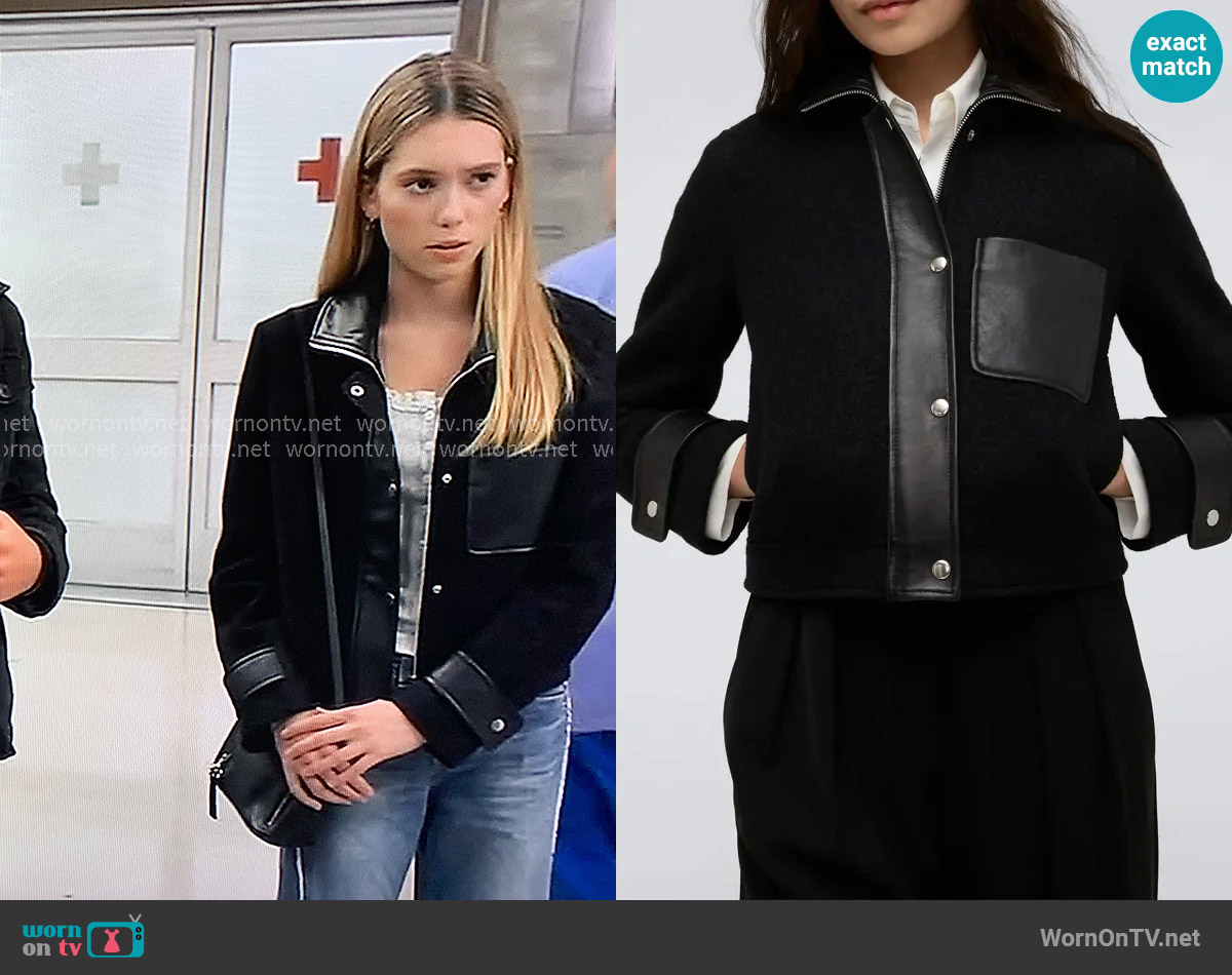 Kenneth Cole Wool Blend Crop Jacket worn by Charlotte Cassadine (Bluesy Burke) on General Hospital