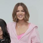 Khloe’s pink bodysuit and hoodie on The Kardashians