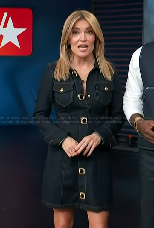 Kit’s denim button front dress on Access Hollywood