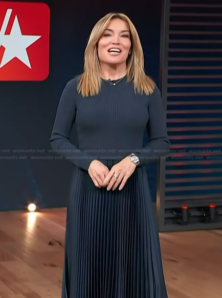 Kit’s mixed media pleated dress on Access Hollywood