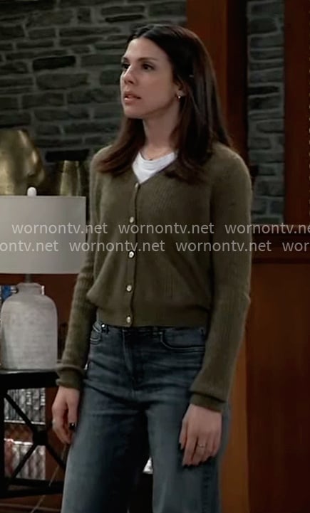 Kristina’s green v-neck cardigan on General Hospital