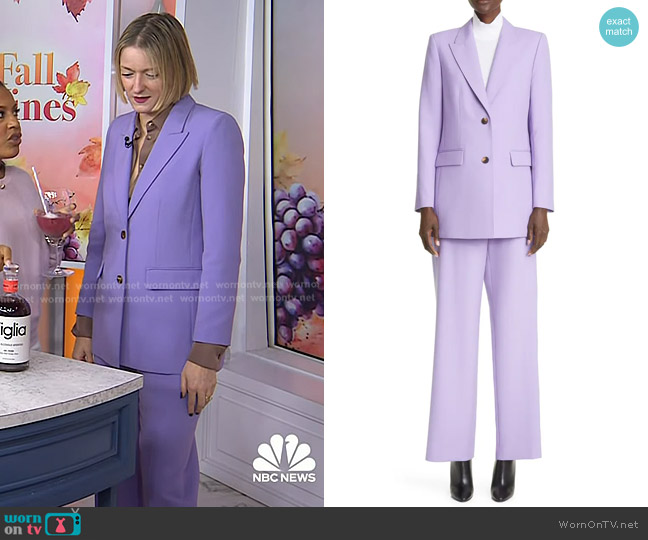 Lafayette 148 NY Longline Wool & Silk Blazer in Wisteria worn by Vanessa Price on Today