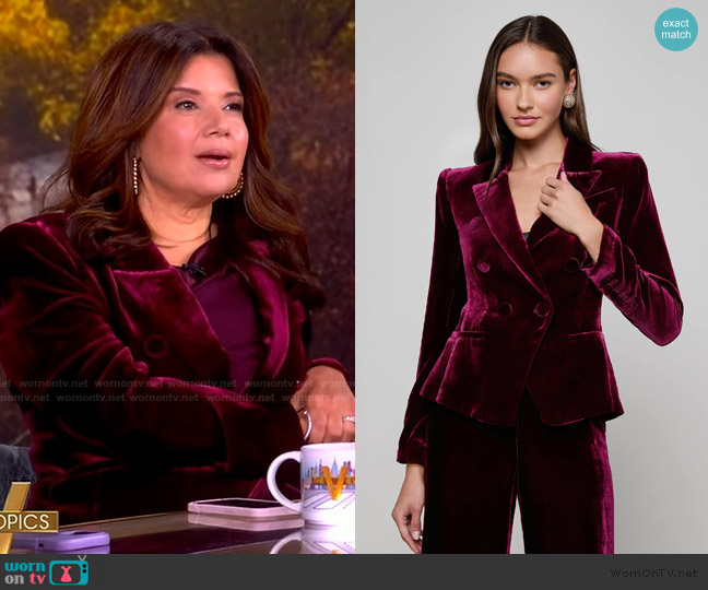 L'Agence Marie Velvet Double-Breasted Blazer worn by Ana Navarro on The View