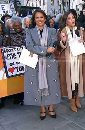 Laura’s grey embellished coat on Today