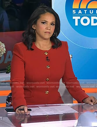 Laura’s red collarless blazer on Today