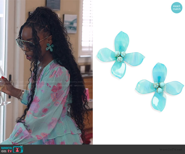 Lele Sadoughi Oleander Drop Earrings worn by Venita Aspen on Southern Charm