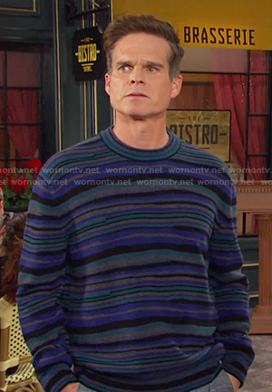 Leo’s blue striped sweater on Days of our Lives