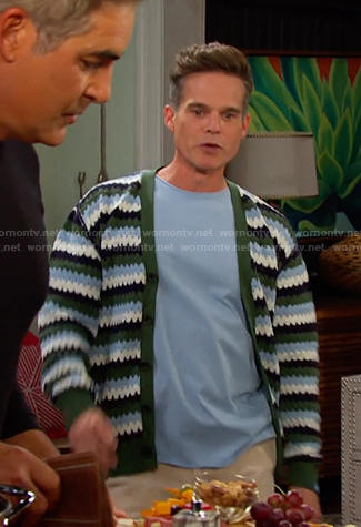 Leo’s green striped cardigan on Days of our Lives