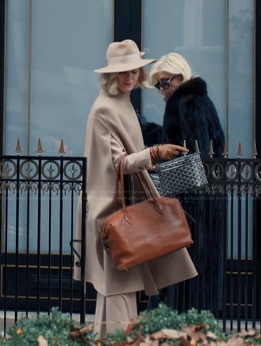Liberty’s brown leather tote bag on Alls Fair