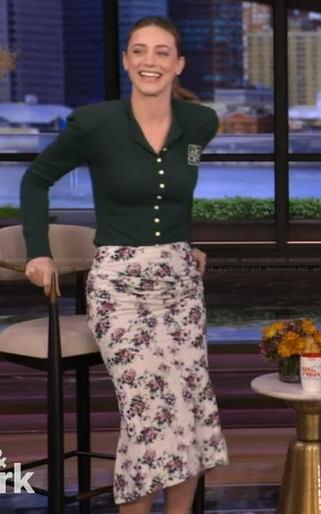 Lili Reinhart’s floral skirt on Live with Kelly and Mark