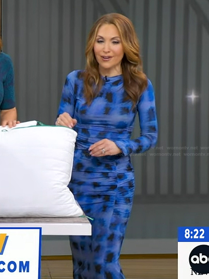 Lori’s blue plaid ruched dress on Good Morning America