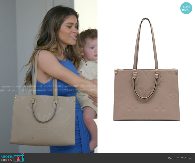 Louis Vuitton Monogram Empreinte OnTheGo MM satchel worn by Taylor Frankie Paul on The Secret Lives of Mormon Wives