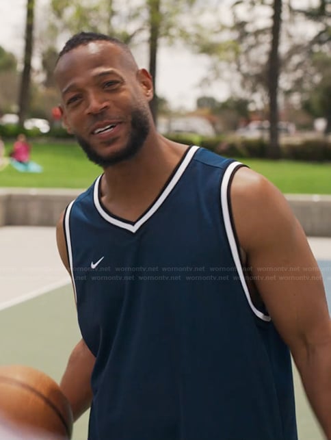 Lou’s blue basketball tank top on Bel-Air