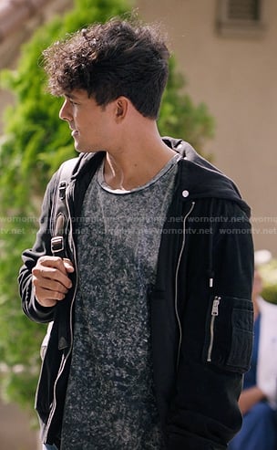 Lucas’s black hooded jacket on Greys Anatomy