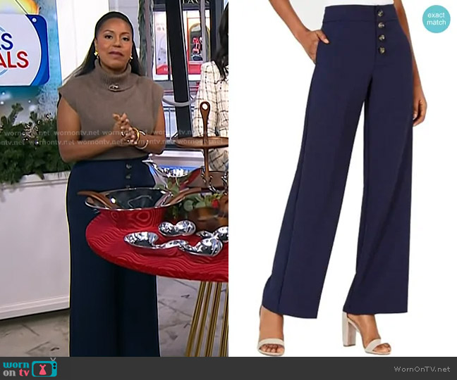 Lucy Paris Diane Knit Wide Leg Dress Pants worn by Sheinelle Jones on Today