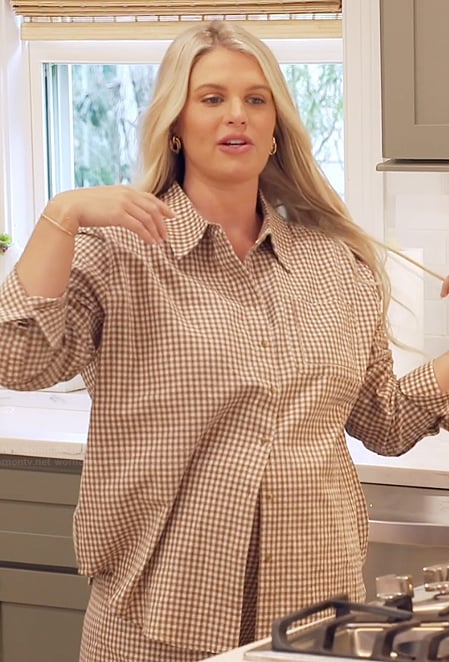Madison’s brown gingham check top and short set on Southern Charm