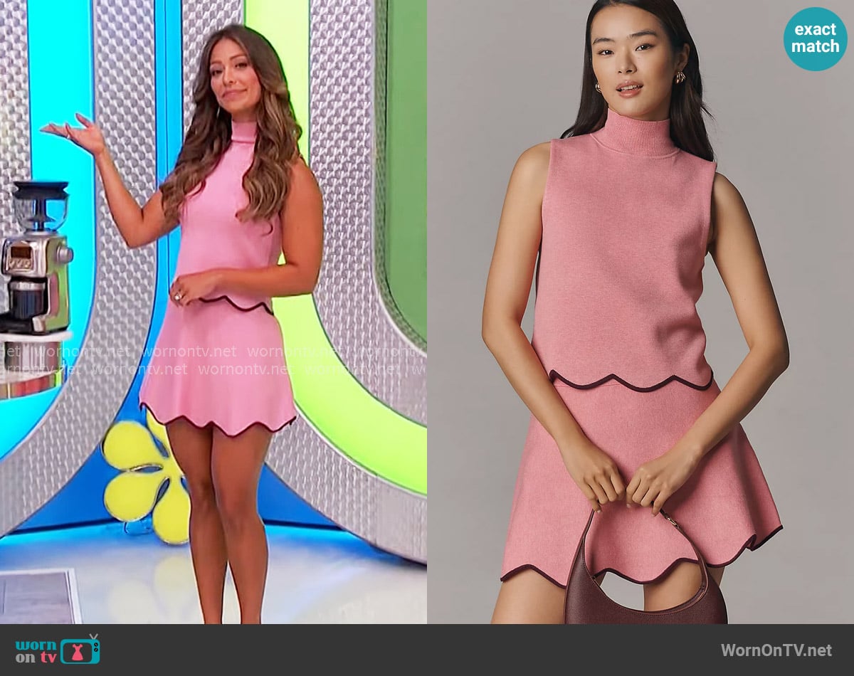 Maeve Scalloped Turtleneck Sweater Tank Top worn by Manuela Arbeláez on The Price is Right