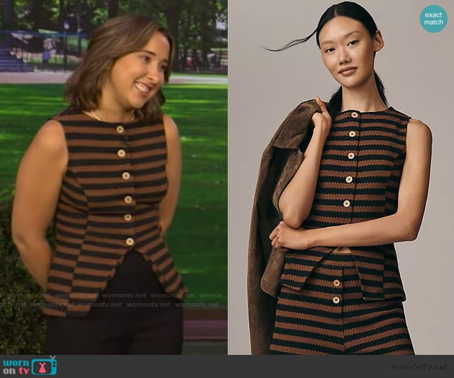 Maeve Structured Knit Vest worn by Victoria Shaffer on Live with Kelly and Mark