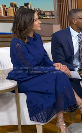 Maggie’s blue broderie shirtdress on Good Morning America