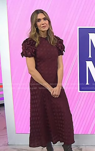 Mandy Moore’s burgundy embroidered dress on Today