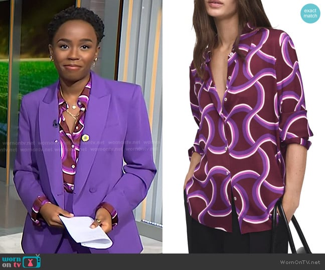 Mango Abstract Print Shirt worn by Zinhle Essamuah on NBC News Daily
