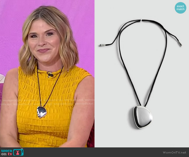 Mango Pendant Necklace with Metal Component in Silver worn by Jenna Bush Hager on Today