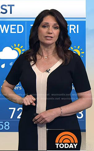 Maria’s black contrast trim knit dress on Today