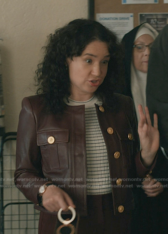 Marissa’s red leather jacket on Elsbeth