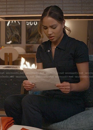 May’s dark navy jumpsuit on 9-1-1