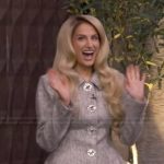Meghan Trainor’s gray jacket and mini skirt on Live with Kelly and Mark
