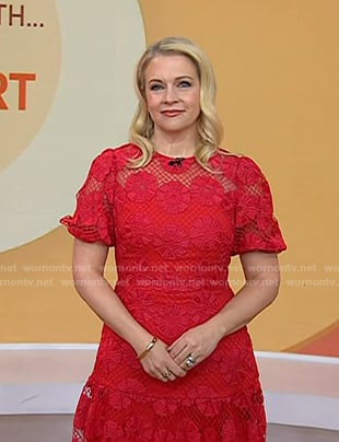Melissa Joan Hart’s red floral lace dress on Today
