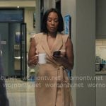 Mia’s camel wrap dress on The Morning Show