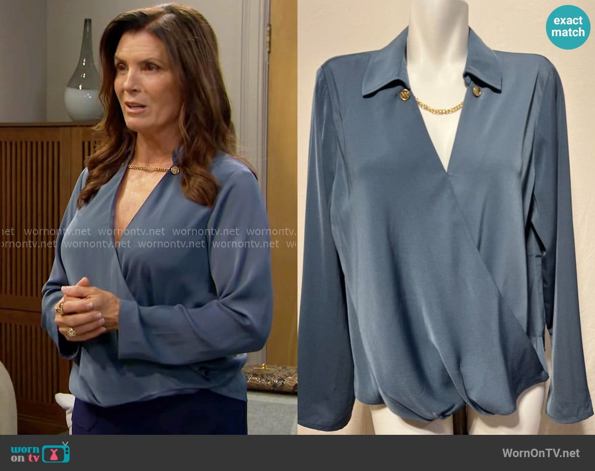 MICHAEL Michael Kors Surplice Blouse worn by Sheila Carter (Kimberlin Brown) on The Bold and the Beautiful