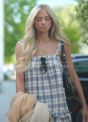 Miranda’s blue plaid mini dress on The Secret Lives of Mormon Wives