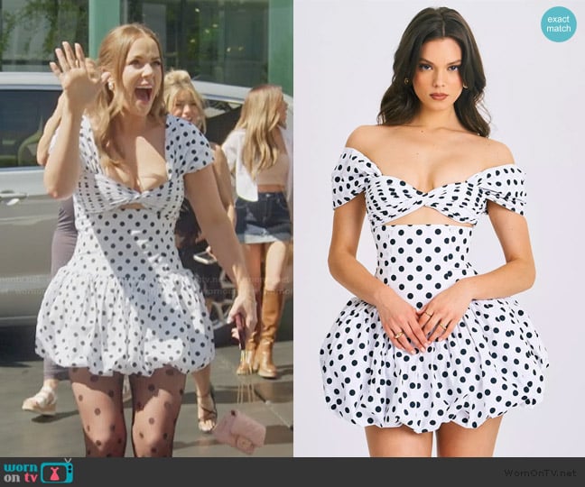 Miss Circle Umikaa Polka Dots Bubble Hem Mini Dress worn by Whitney Leavitt on The Secret Lives of Mormon Wives