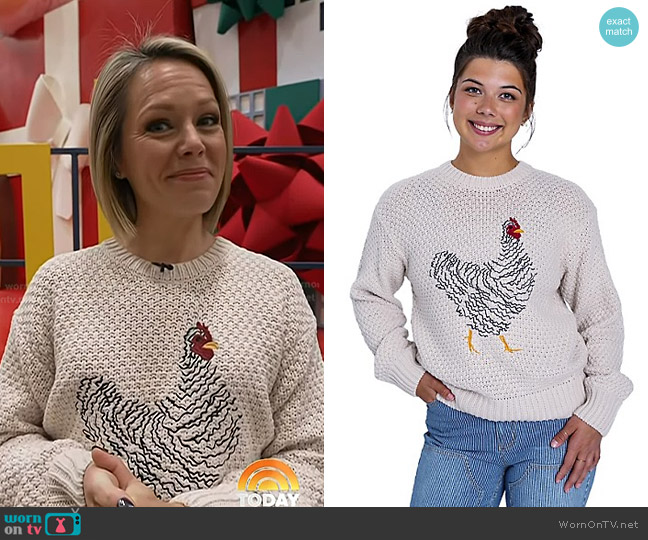 Molly Yeh x Tractor Supply Crew Neck Novelty Sweater in Turtledove worn by Dylan Dreyer on Today