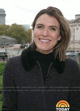 Molly’s black herringbone coat on Today