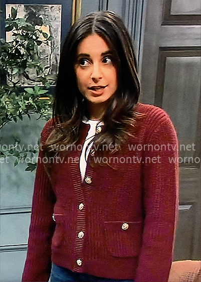 Molly’s burgundy cardigan on General Hospital