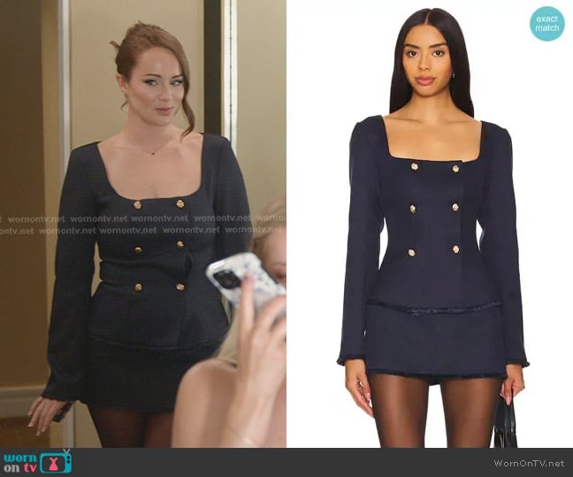 More To Come Jamie Skirt Set in Navy worn by Whitney Leavitt on The Secret Lives of Mormon Wives